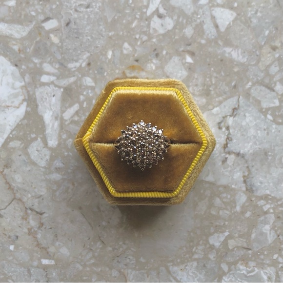 1.50 Carat Cognac Diamond Yellow Gold Cluster Cocktail Vintage Modern Ring - Picture 5 of 11